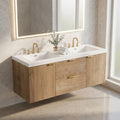 Modern 59 Inch Double Sink Bathroom Vanity With Soft Close Drawers Wall Mounted Mdf Vanity Cabinet