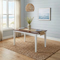 Modern 59 Inch Rectangular Dining Table Dirty Oak White Finish Solid Rubberwood