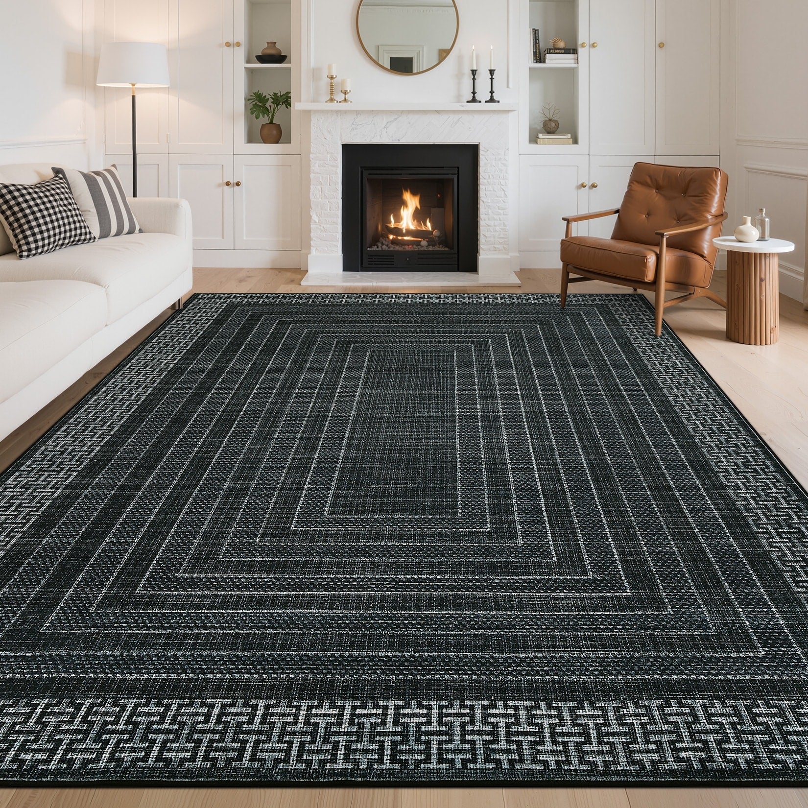 Modern 5X7Area Rug Architectural Geometric Low Pile Washable Rug 23 X 12 Runner