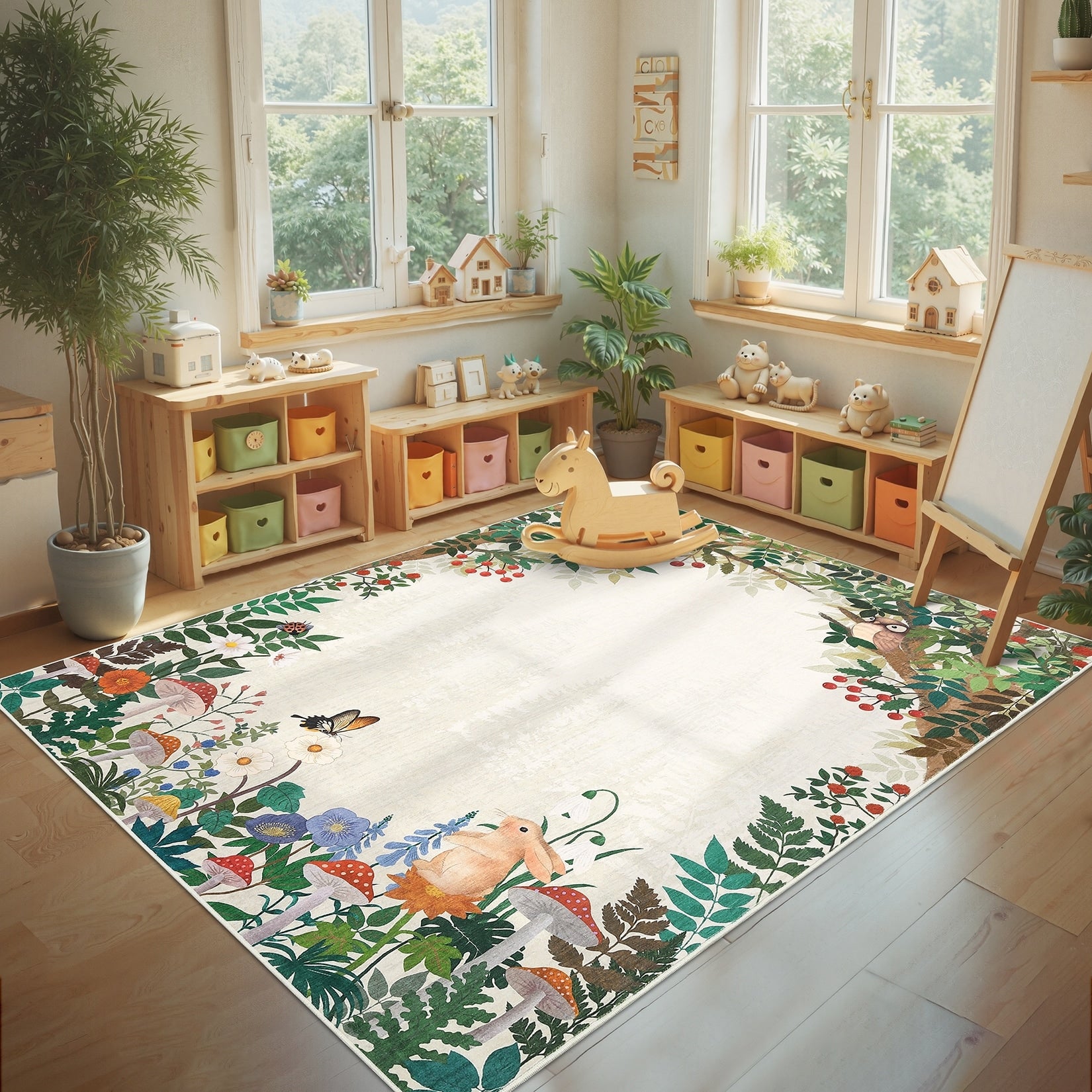 Modern 5X7Area Rug Botanical Fairy Tale Nursery Washable Rug 23 X 12 Runner
