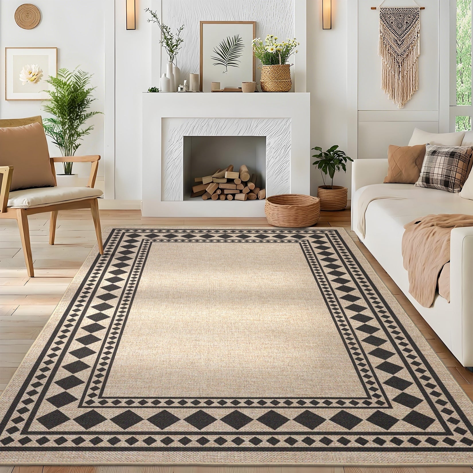 Modern 5X7Area Rug Minimalist Geometric Pet Friendly Area Rug 23 X 12 Runner