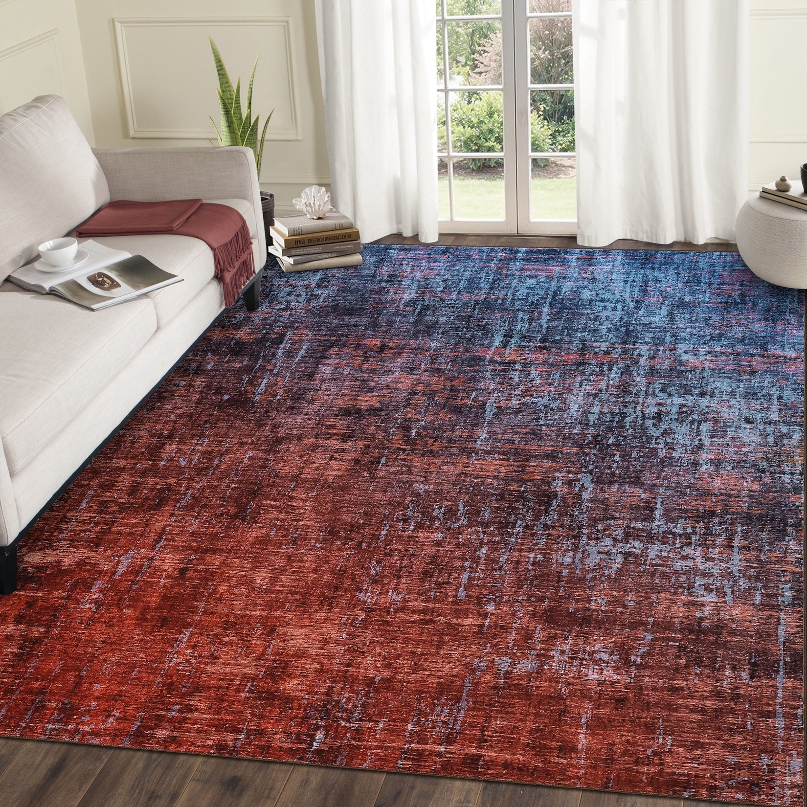 Modern 5X7Area Rug Modern Gradient Thin Non Shed Washable Rug 23 X 12 Runner