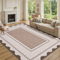 Modern 5X7Area Rug Textured Border Minimalist Washable Area Rug 23 X 12 Runner