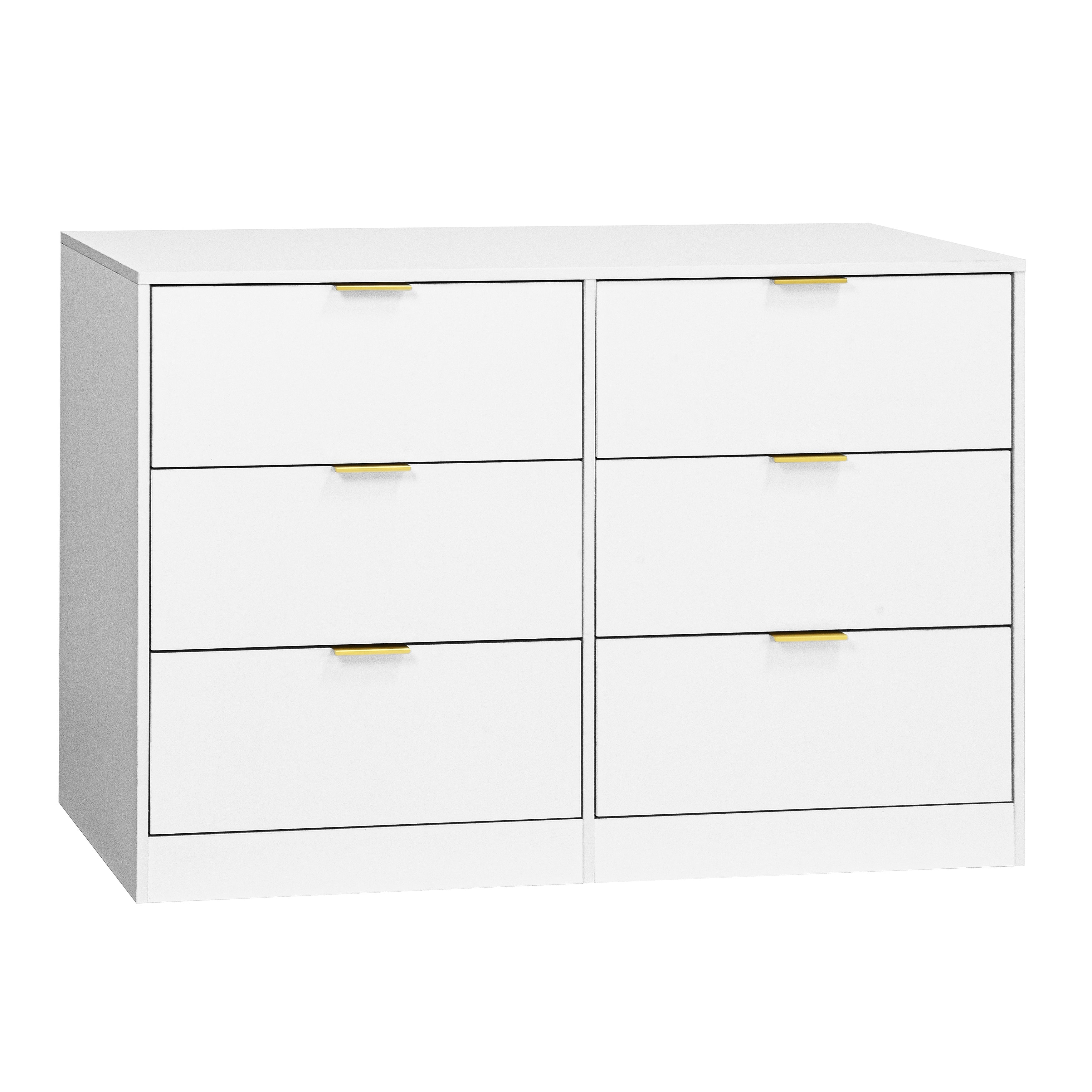 Modern 6 Drawer Dresser For Bedroom White Chest Of Drawers Wardrobe Armoire Closet Clothing Storage Cabinet