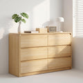 Modern 6 Drawer Dresser With Spacious Countertop Wood Storage Cabinet With Concealed Handles Rounded Corner Design