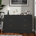 Modern 6 Drawer Dresser With Wavy Drawer Fronts Large Chest Of Drawers Storage Cabinet For Bedroom Living Room