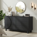 Modern 6 Drawer Fluted Dresser 60 W Modern Chest Of Drawers Tv Stand With Solid Wood Legs Clothes Organizer With 6 Deep Drawers