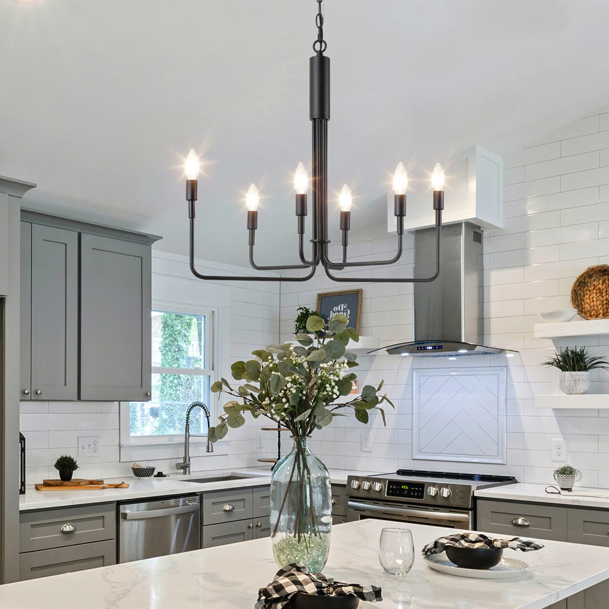 Shaby Chic Chandelier 6 Lights Pendant Lighting For Kitchen