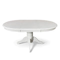 Modern 60 Inch Oval Extendable Dining Table White Finish Solid Rubberwood