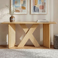 Modern 60.25 Entryway Console Table With X Shaped Frame And Rounded Edges For Living Room Hallway