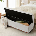 Modern 60 Chenille Weave Upholstered Storage Bench