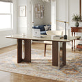 Modern 63 Retangular Wrining Desk Faux Marble Table Top Desk With Double Legs