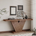 Modern 66.15 Console Table With X Leg And Solid Wood Veneer For Entryway Or Hallway Space In Mid Century Style