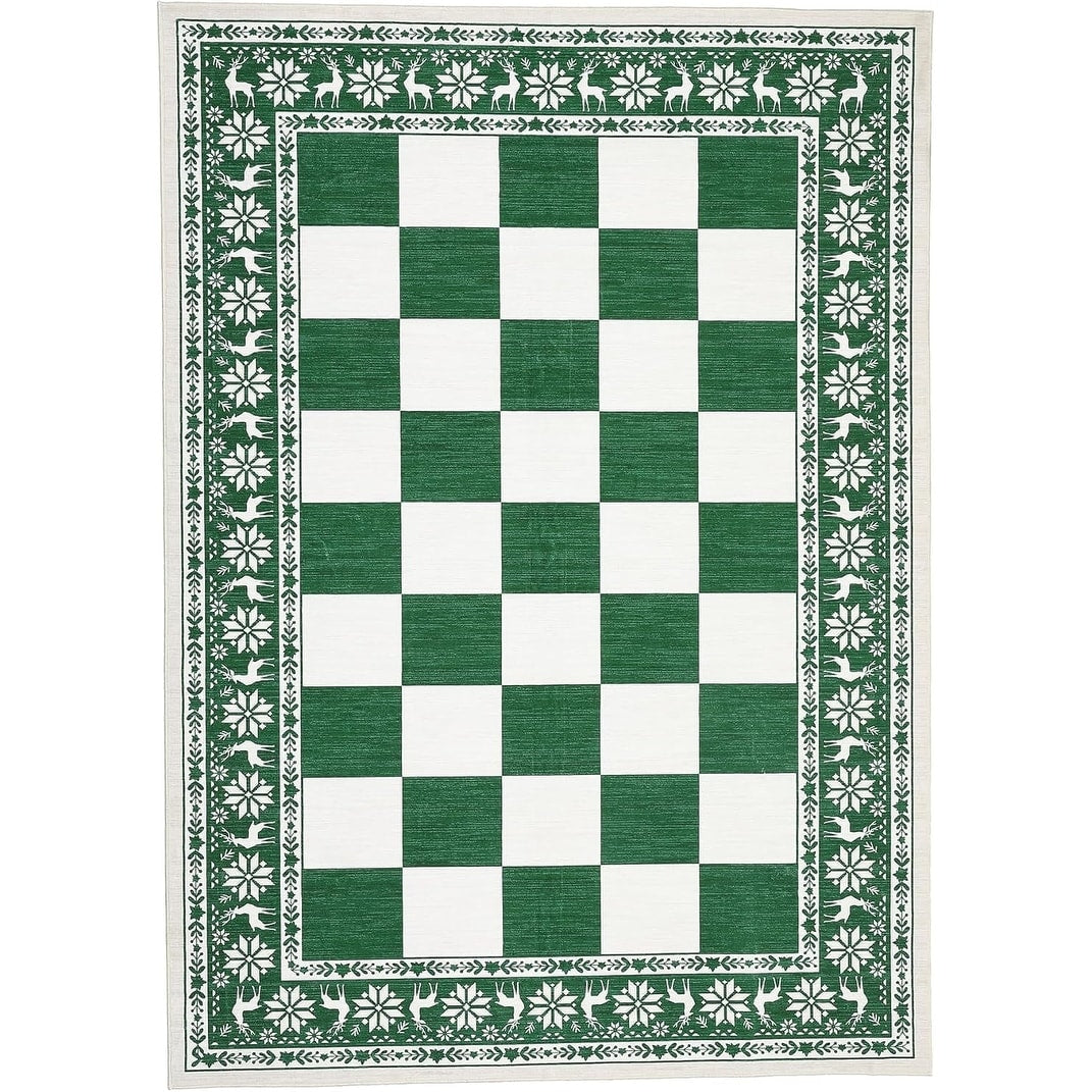 Modern 6X9Area Rug Green 6X9 Checkered Christmas Runner Rug 23 X 12 Runner