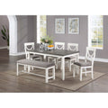 Modern 6Pc Dining Set 1X Table 4X Chairs 1X Bench White Finish