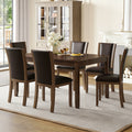 Modern 7 Piece Rectangular Dining Table Set With 6 Upholstered Chairs For Dining Room Kitchen Restaurant
