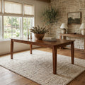 Modern 78.7 Inch Rectangular Dining Table Dirty Oak Finish Solid Rubberwood