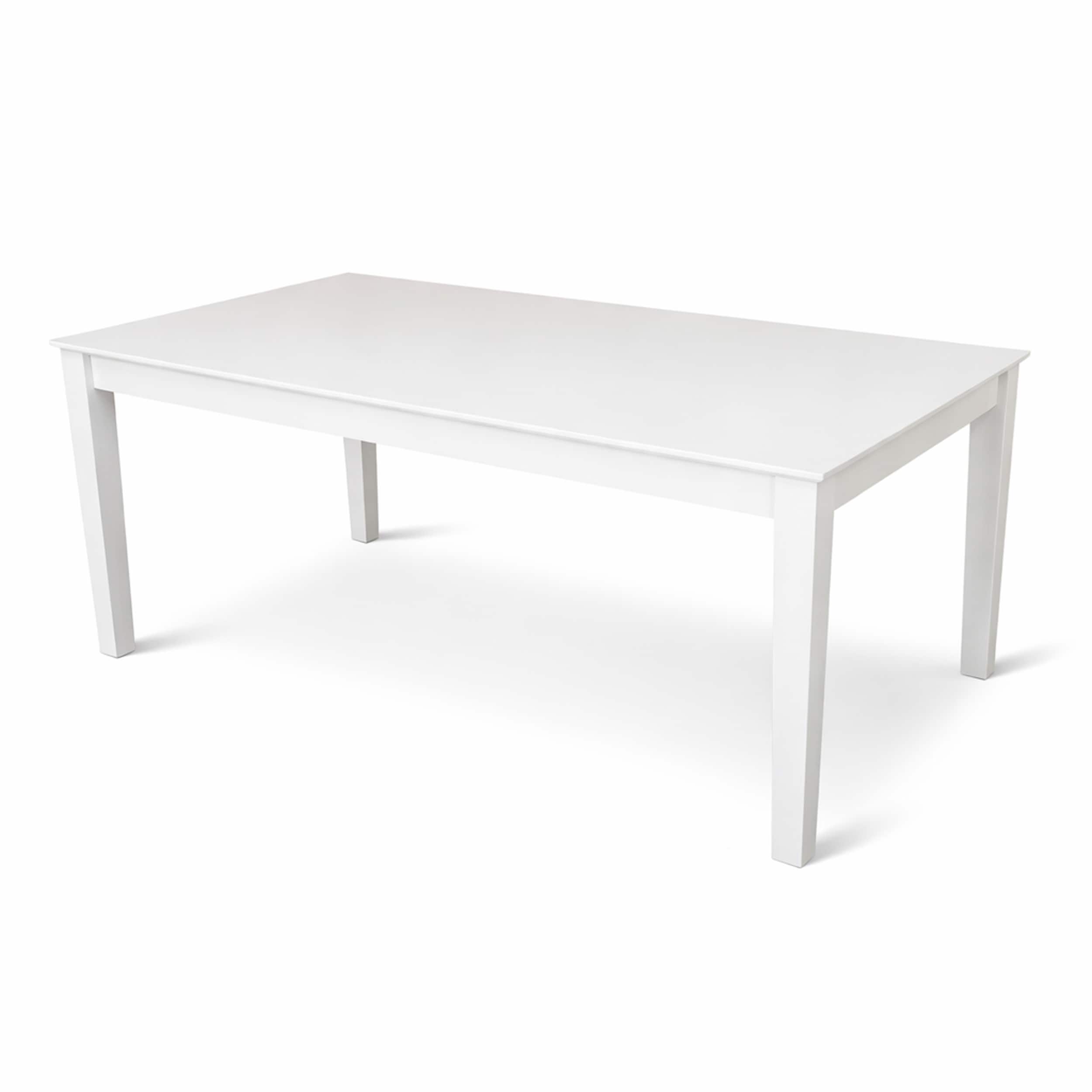 Modern 78.7 Inch Rectangular Dining Table White Finish Solid Rubberwood