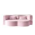 Modern 78.7 Floor Sofa With 2 Pillows For Small Pace Living Room Convertible Teddy Fabric Foam Filled Sleeper Sofa Bed