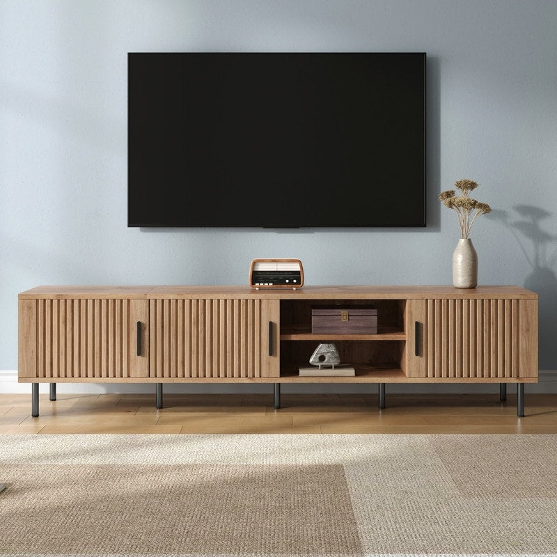 Modern 78 Tv Stand For Tvs Up To 85 Entertainment Center With Storage Cabinet And Shelves
