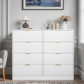 Modern 8 Drawer Dresser With Gold Metal Handles 47.2 Inch Wide Wood Chest Of Drawers For Bedroom Living Room