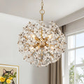 Modern 8 Light Art Gold Crystal Floral Globe Chandelier Ambiance Handmade Pendant For Kitchen Island Bedroom Foyer