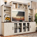 Modern 87.6 Wall Unit Entertainment Center With Bookshelves For Tvs Up To 55 Tv Stand Media Console With Charging Station