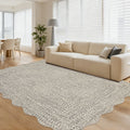 Modern 8X10Area Rug Scalloped Border Braided Print Low Pile Rug 23 X 12 Runner