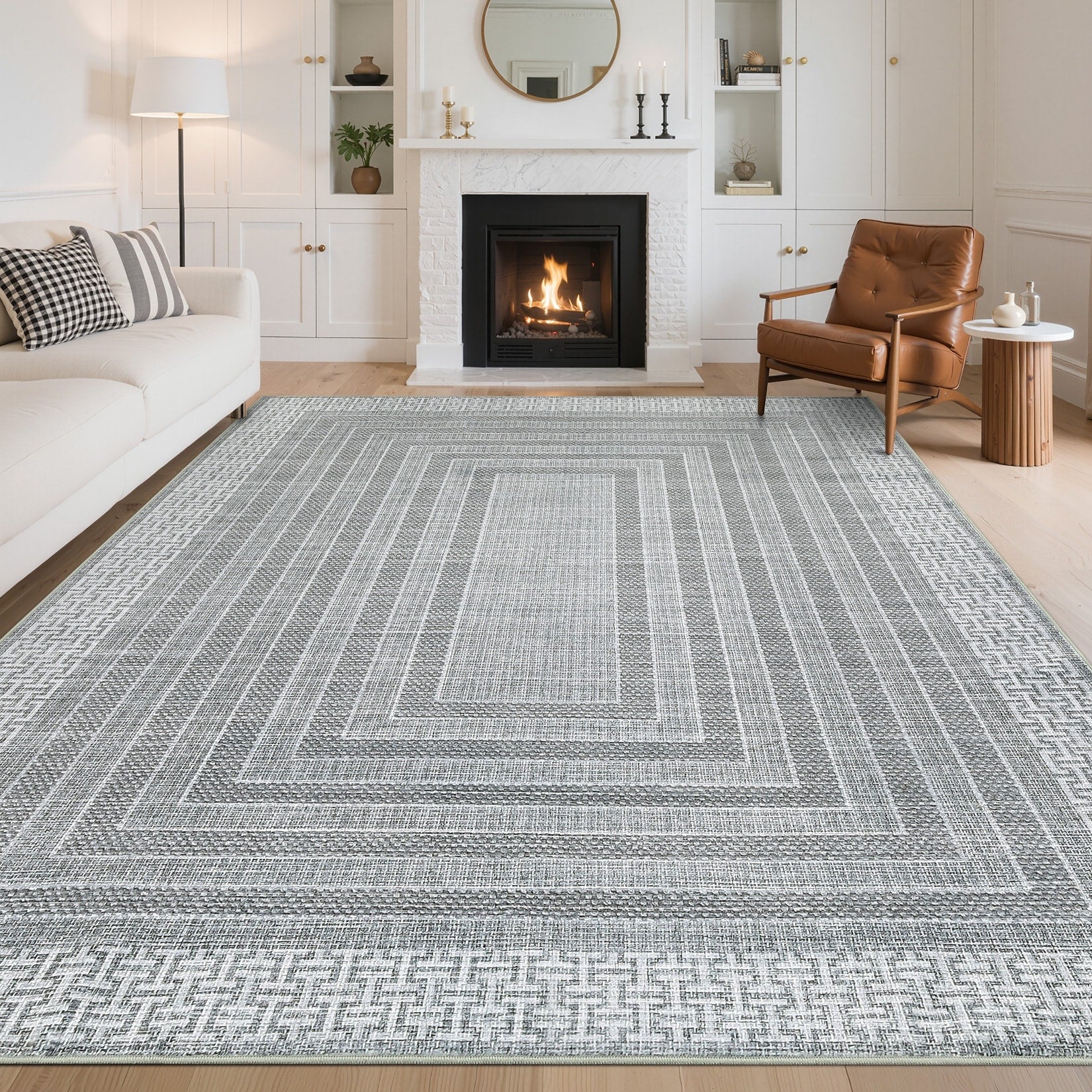 Modern 8X10Area Rug Architectural Geometric Low Pile Washable Rug 23 X 12 Runner