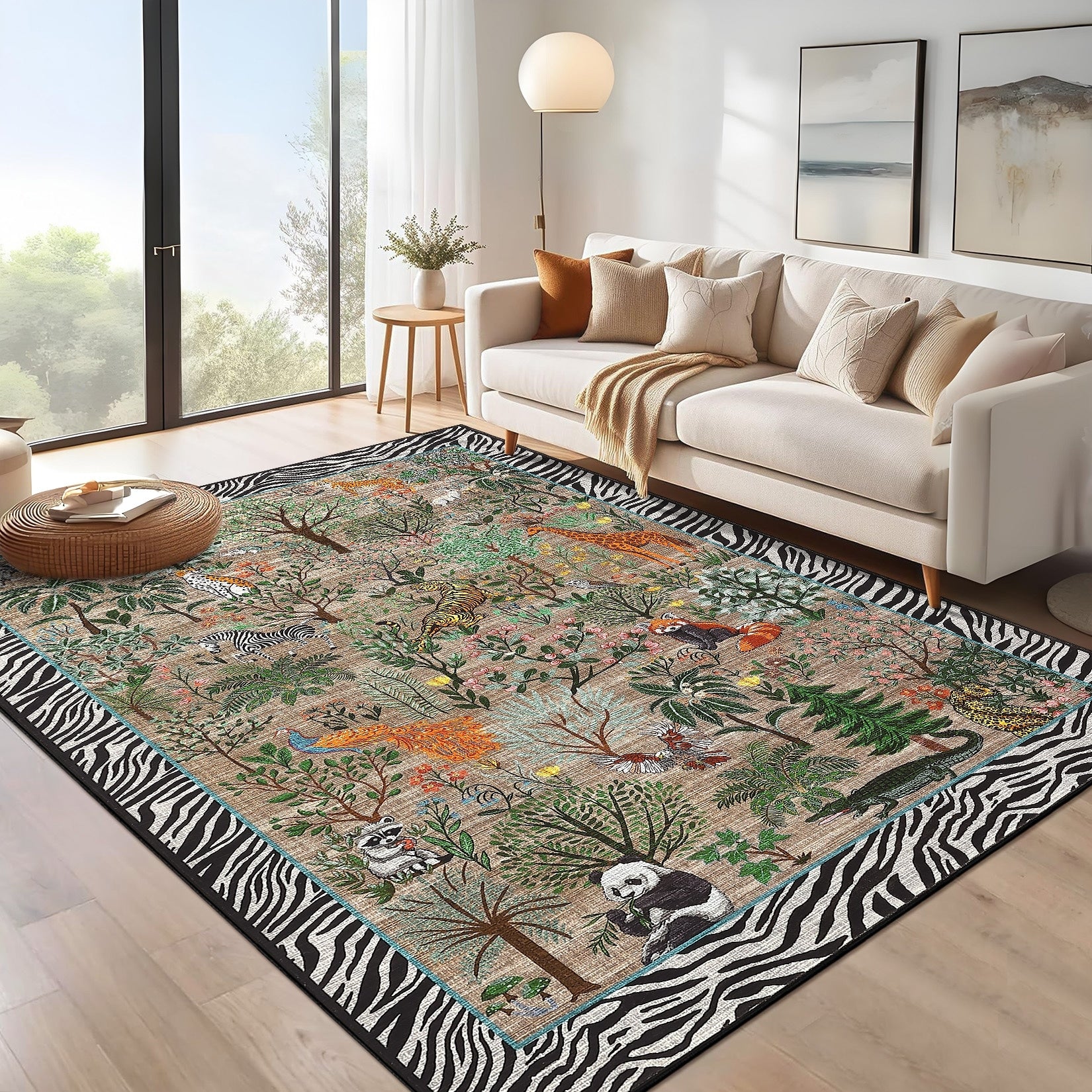 Modern 8X10Area Rug Jungle Adventure Washable Rug For Kids Room 23 X 12 Runner
