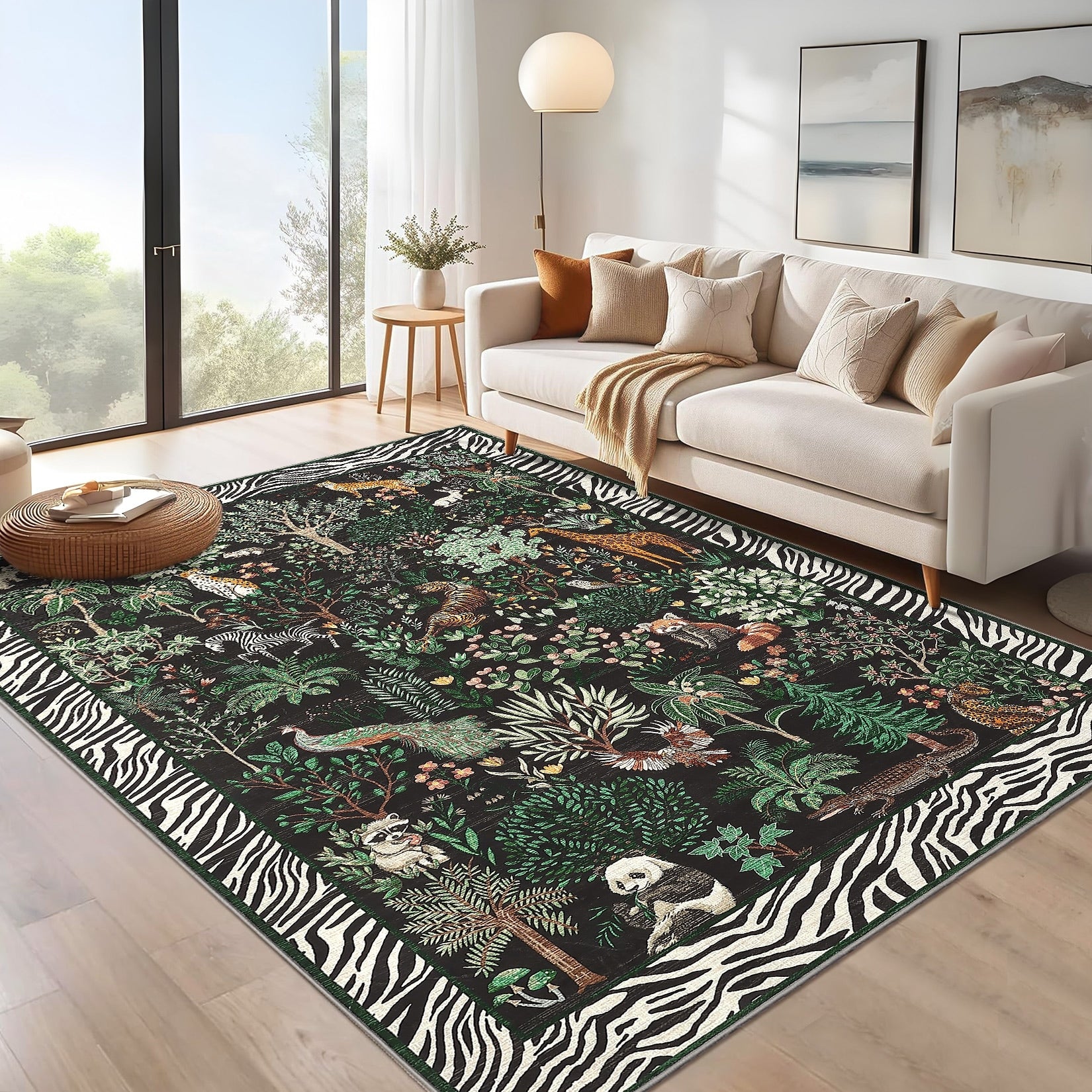 Modern 8X10Area Rug Jungle Adventure Washable Rug For Kids Room 23 X 12 Runner