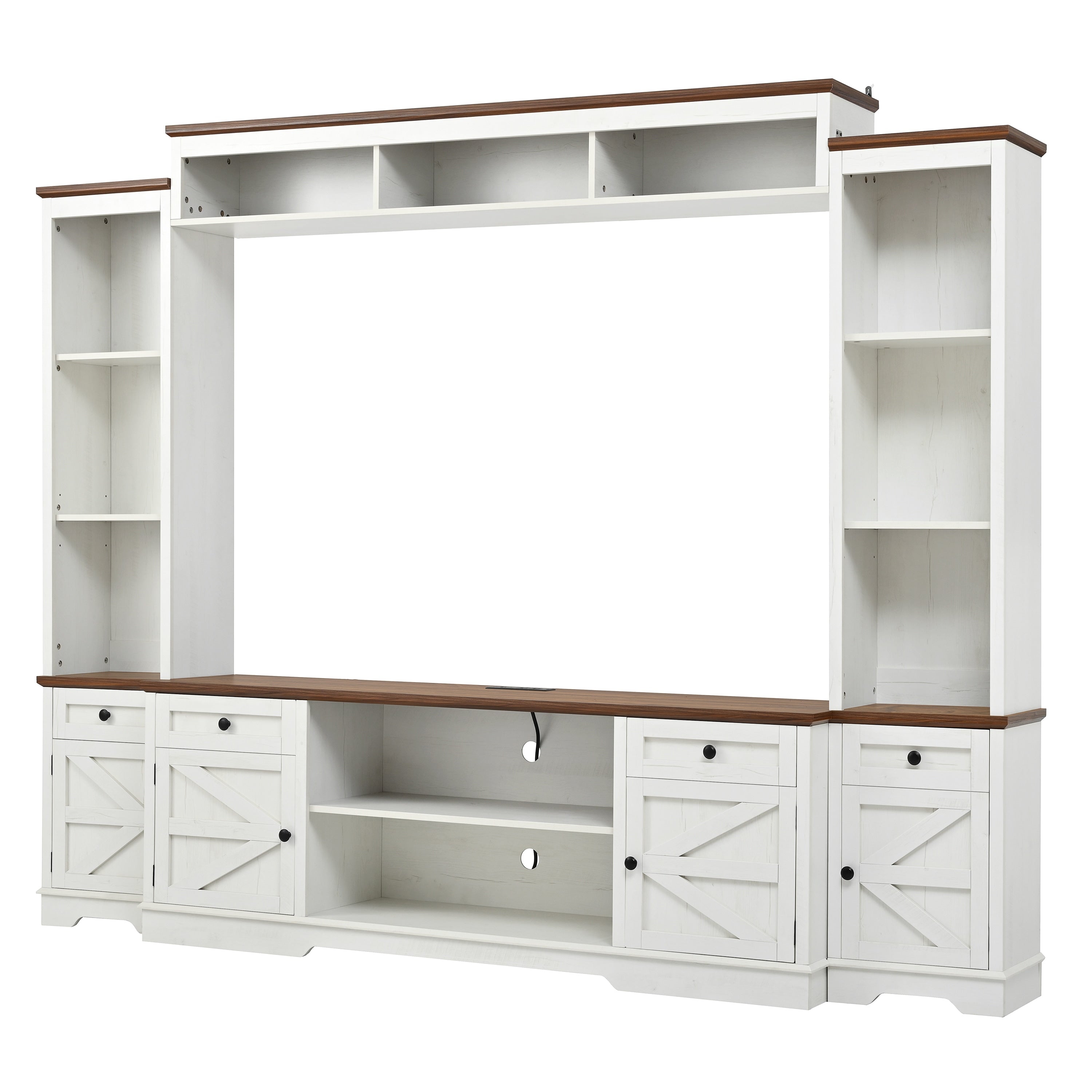 Modern 98.8 W Wall Unit Entertainment Center With Bookshelves For Tvs Up To 80