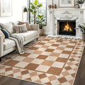 Modern 9X12Area Rug Checkerboard Geometric Low Pile High Traffic Rug 23 X 12 Runner