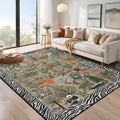 Modern 9X12Area Rug Jungle Adventure Washable Rug For Kids Room 23 X 12 Runner