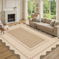 Modern 9X12Area Rug Textured Border Minimalist Washable Area Rug 23 X 12 Runner