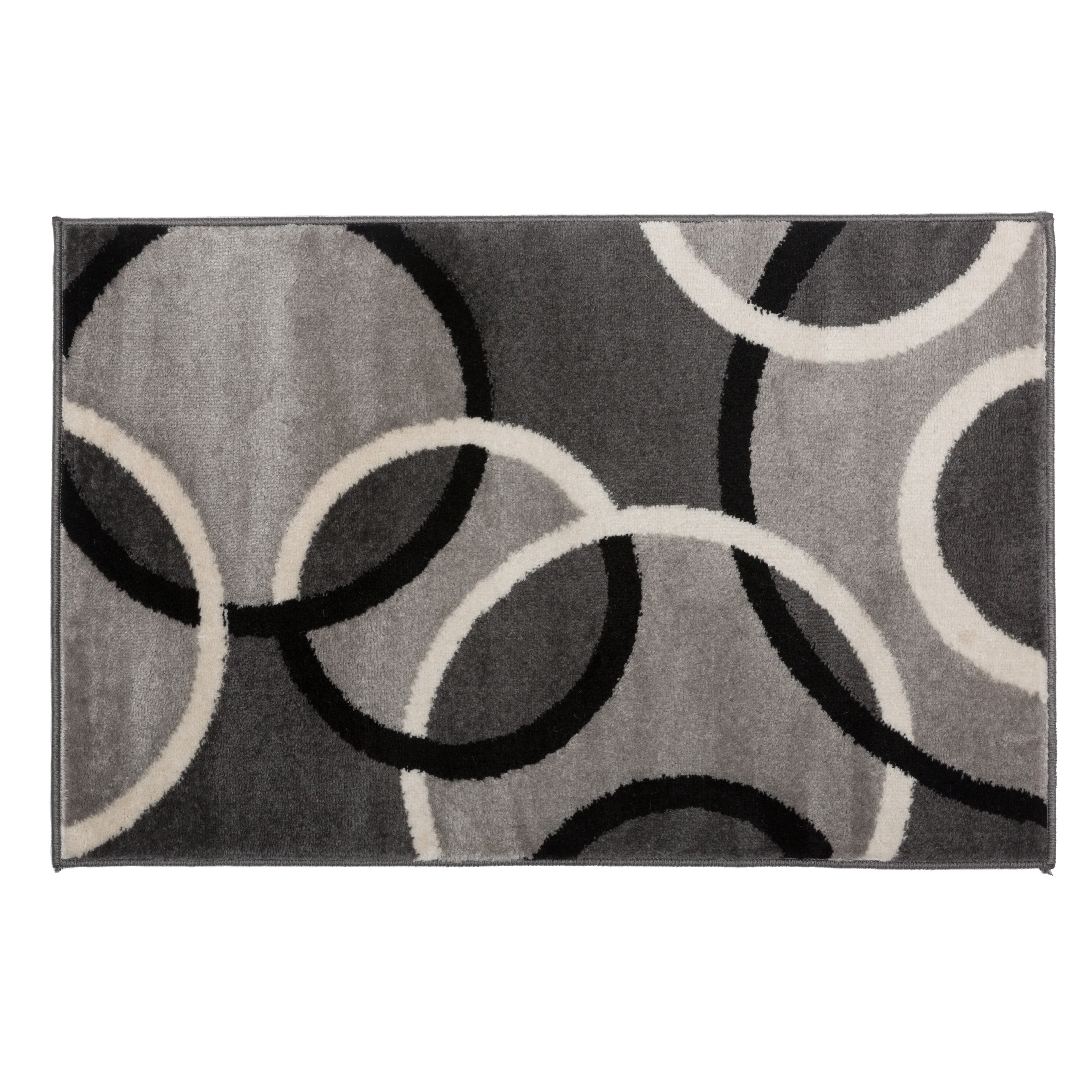 Modern Abstract Circles Yellow Grey Area Rug 710 X 102