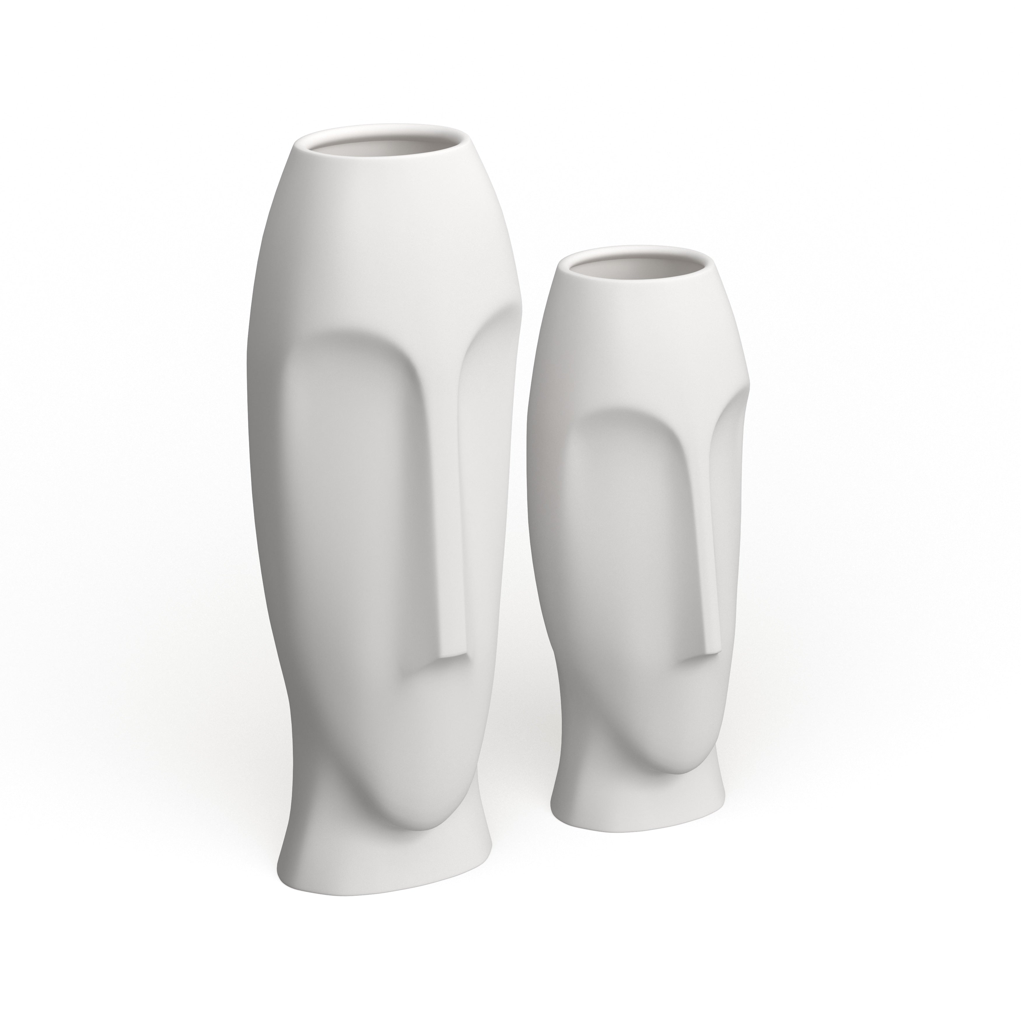 Modern Abstract Faces Vases Set Of 2