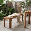 Modern Acacia Wood Outdoor Bench With Teak Finish Weather Resistant Patio Seating For 2 3