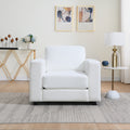 Modern Accent Chair Side Chair With Wood Legs Ivory Office Chair Reception Chair With Square Armrests
