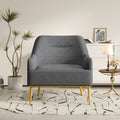 Modern Accent Chair Upholstered Armchair Single Sofa Chair With Curved Backrest And Gold Metal Legs For Living Room