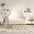 Modern Accent Chair Upholstered Armchair Single Sofa Chair With Curved Backrest And Gold Metal Legs For Living Room