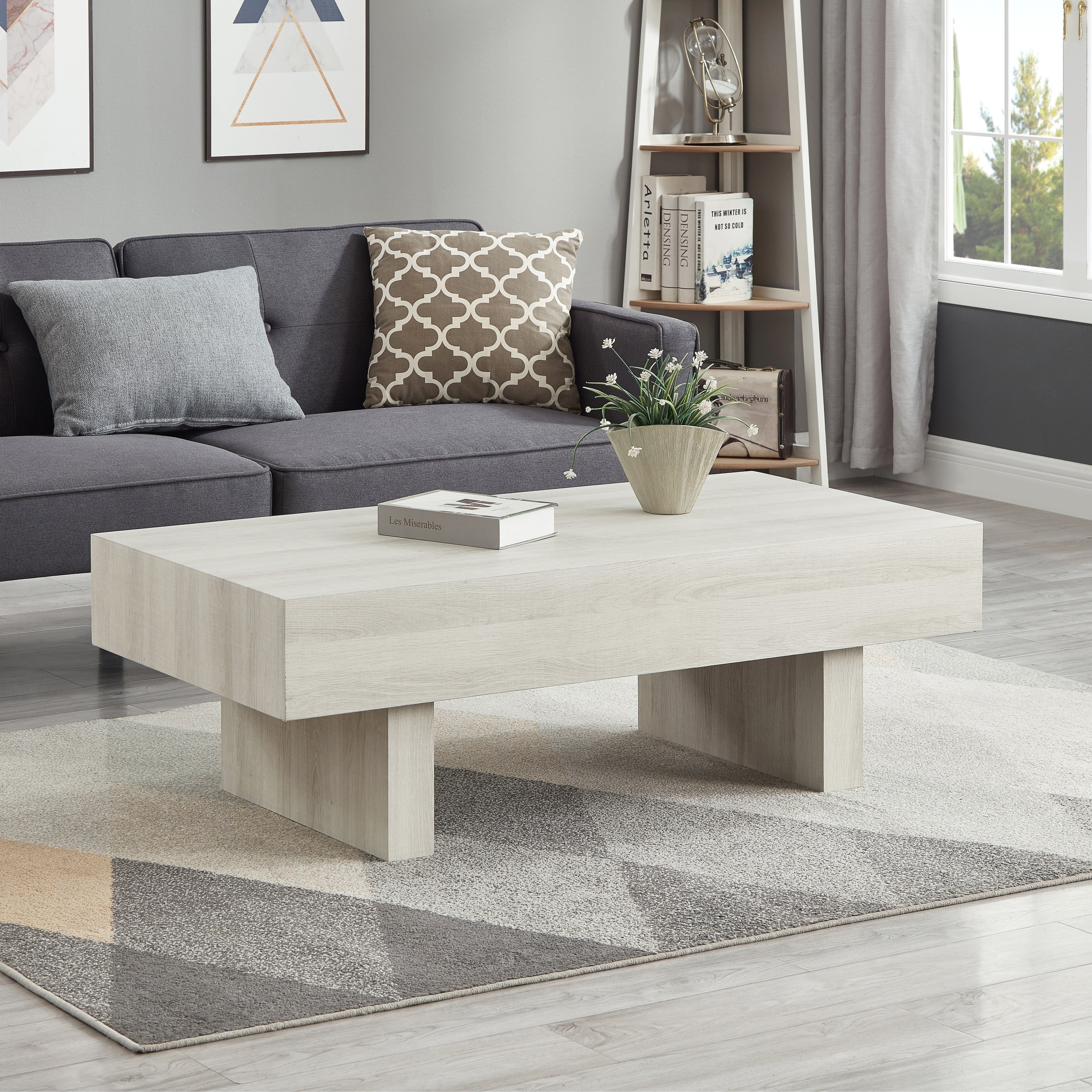 Modern Accent Coffee Table 47.5 W X 23.5 D X 16 H For Living Room Lounge Or Office