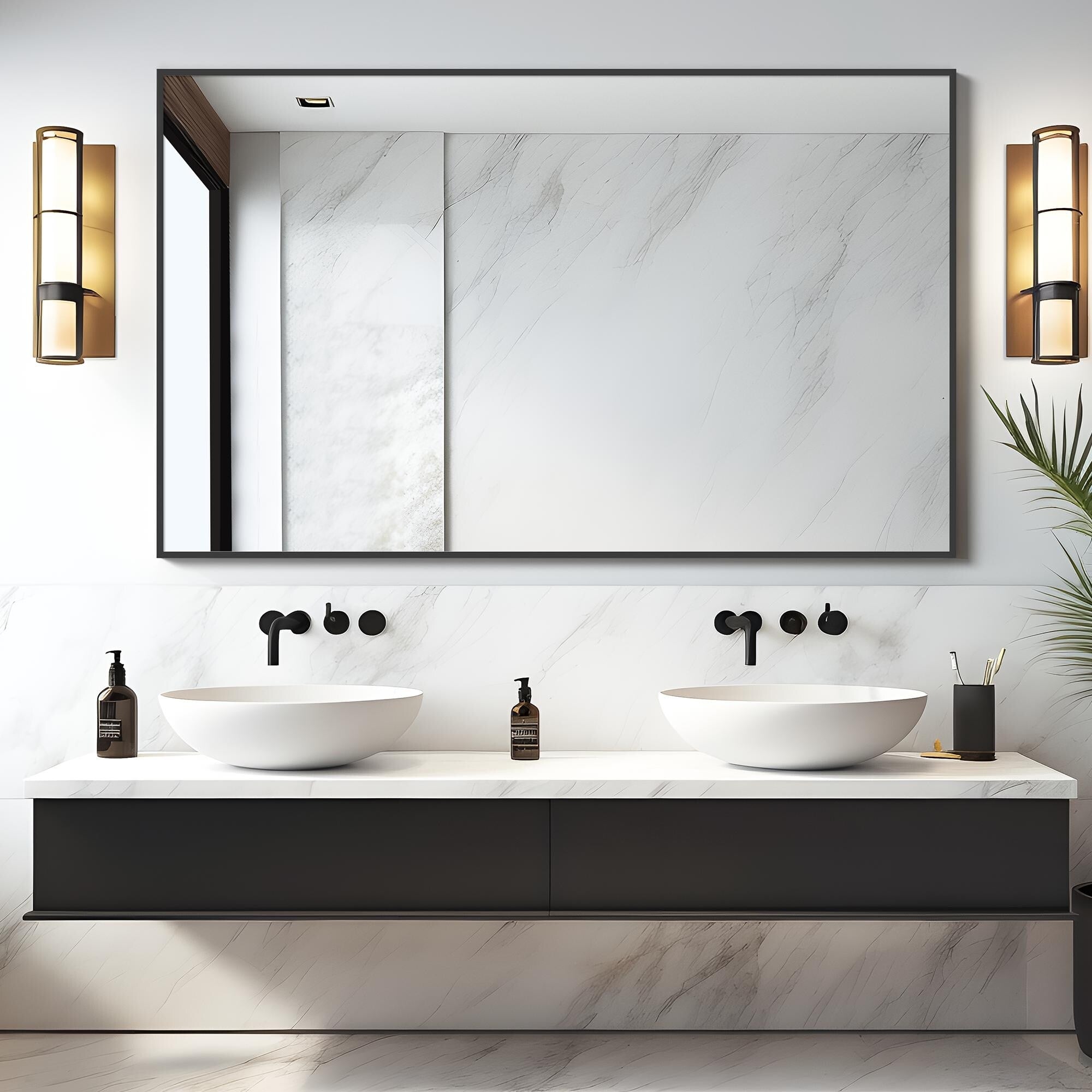 Contemporary Rectangle Aluminum Alloy Thin Framed Full Length Floor Mirror