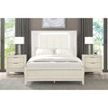 Modern Antique White Finish Solid Wood Bedroom Furniture Set 3Pc