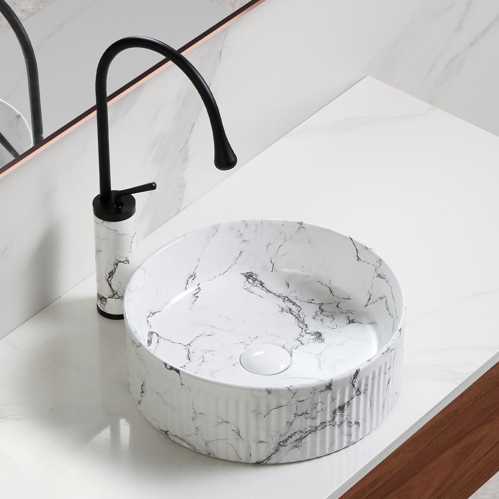 Modern Art Basin Sink Set With Matching Faucet