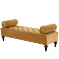 Modern Bedroom Bench Yellow End Of Bed Bench With 2 Detachable Pillows Upholstered Footstool Indoor Bench Lounge Bench