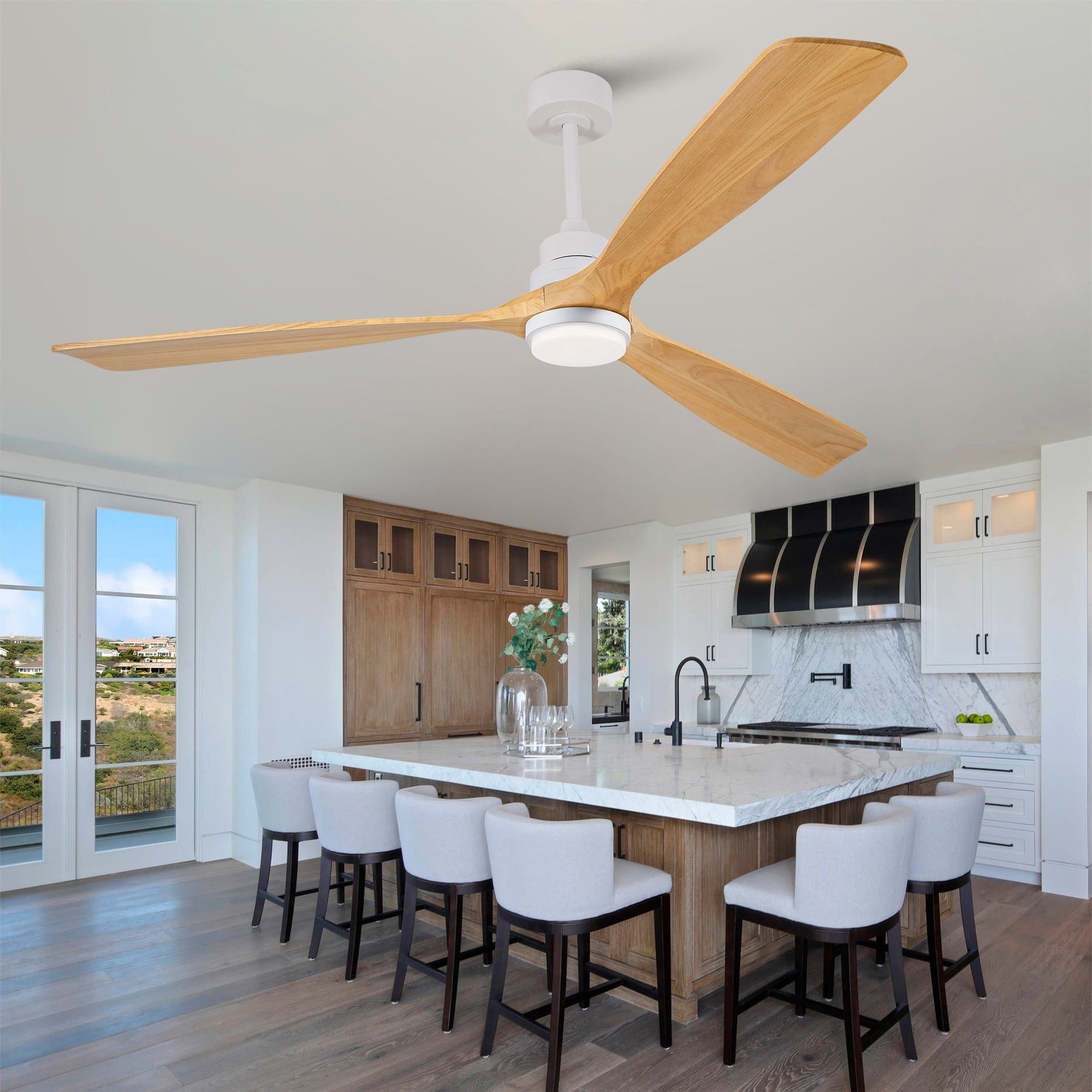 Modern Bedroom Wood Ceiling Fan With Remote Control