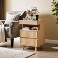 Modern Bedside Table With Gun Drawer Bedside Table With Charging Station 2 Drawers And Open Shelf Side Table For Bedroom