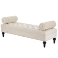 Modern Beige Bedroom Bench End Of Bed Bench With 2 Detachable Pillows Upholstered Footstool Indoor Bench Lounge Bench