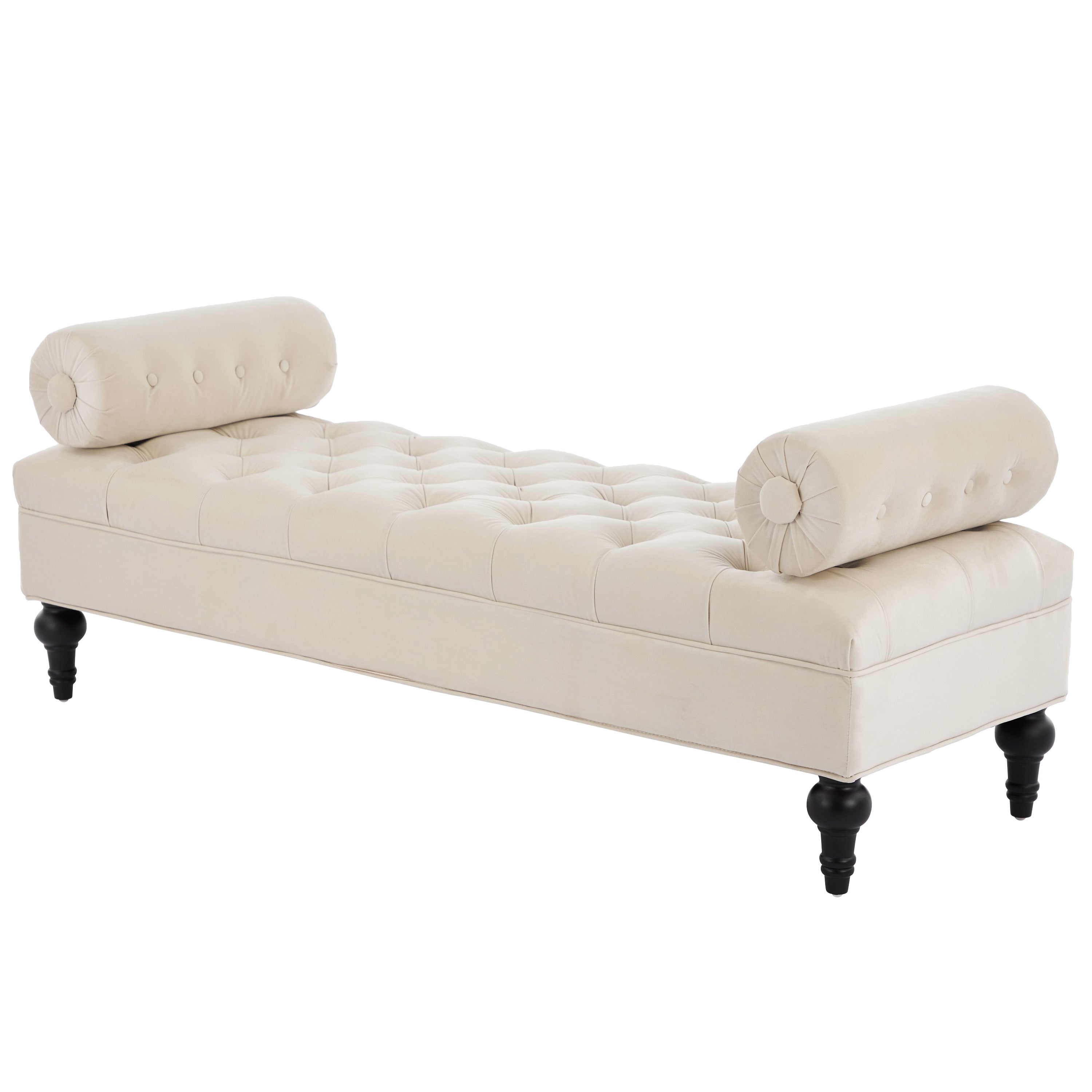 Modern Beige Bedroom Bench End Of Bed Bench With 2 Detachable Pillows Upholstered Footstool Indoor Bench Lounge Bench